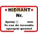 Indicatoare pentru marcarea hidrant